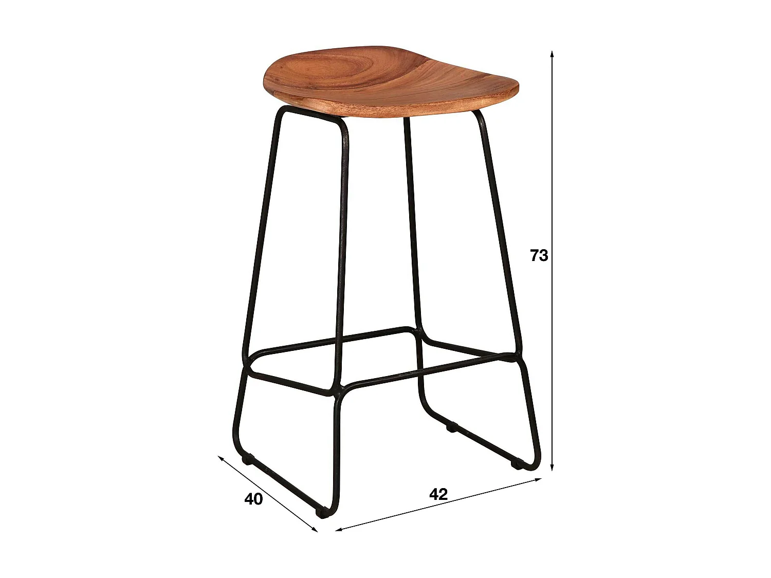 Tabouret de bar bois massif d'acacia MELBOURNE