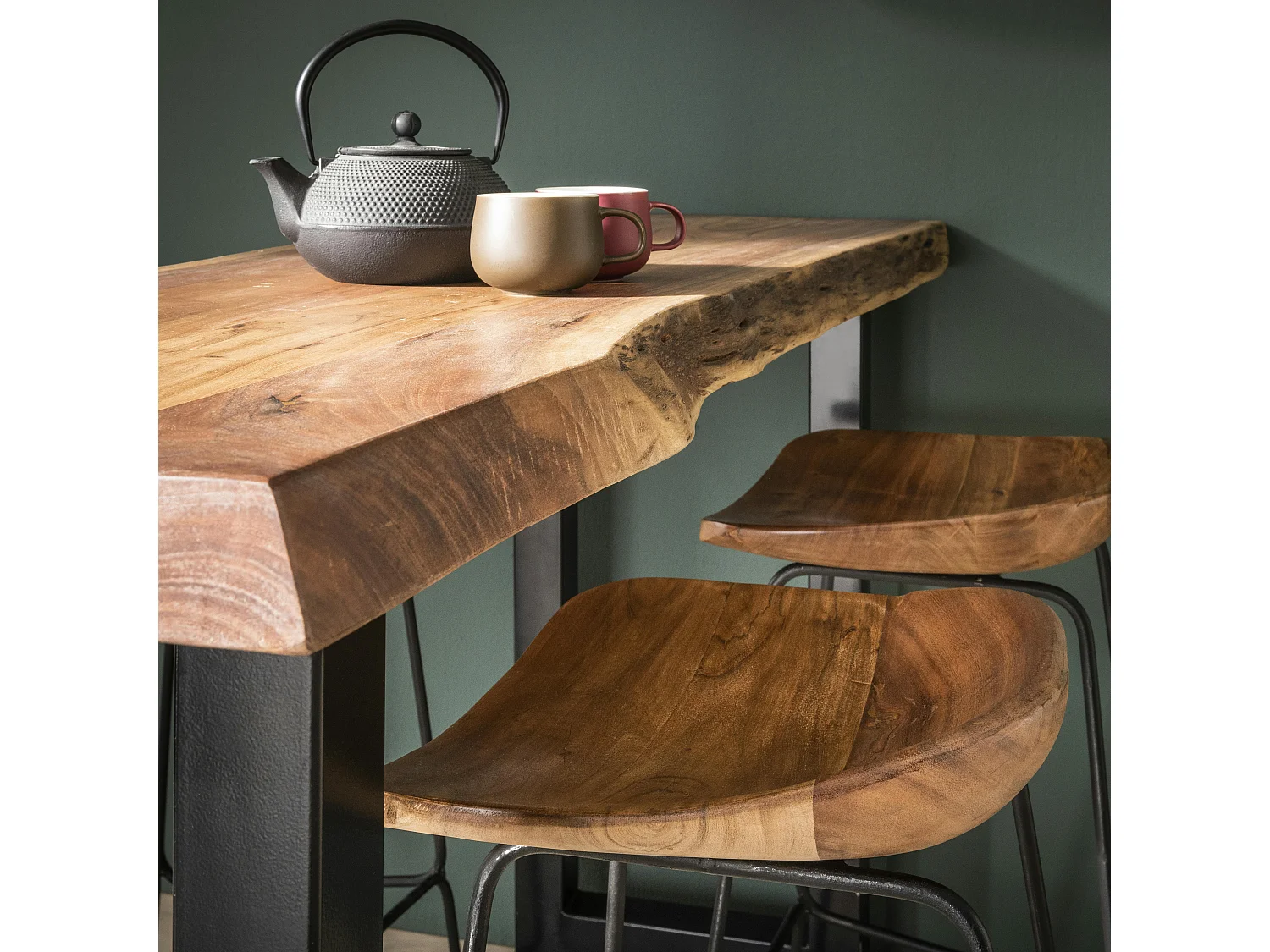 Tabouret de bar bois massif d'acacia MELBOURNE