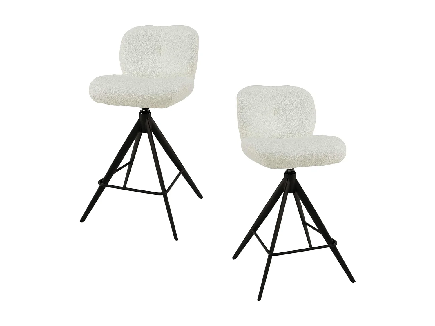 Tabouret de bar pivotant en bouclette blanche (lot de 2) GALWAY