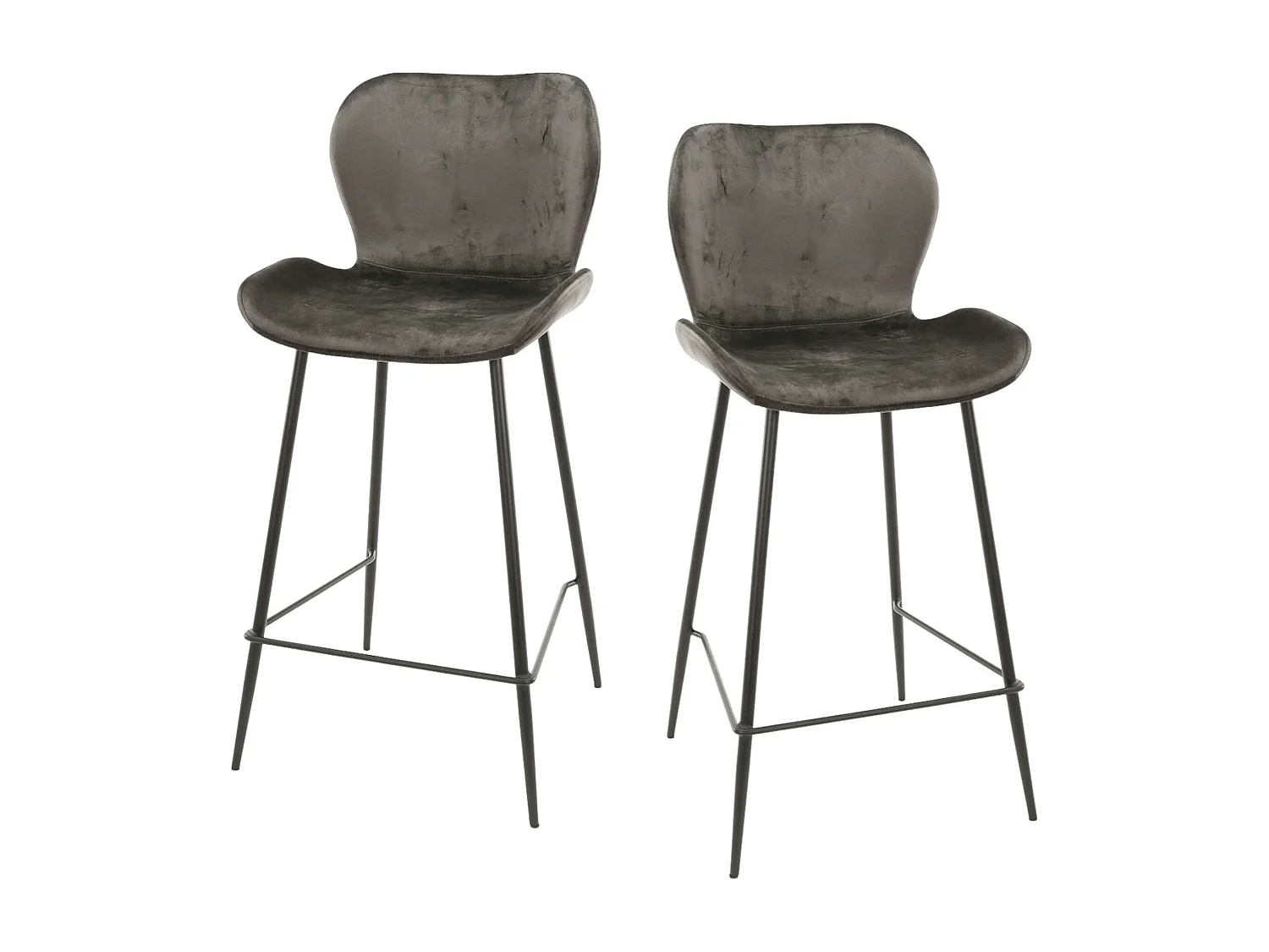 Chaise de bar en velours anthracite MELBOURNE (lot de 2)