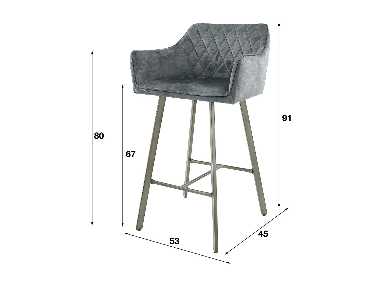 Tabouret de bar avec accoudoirs en velours bleu MELBOURNE