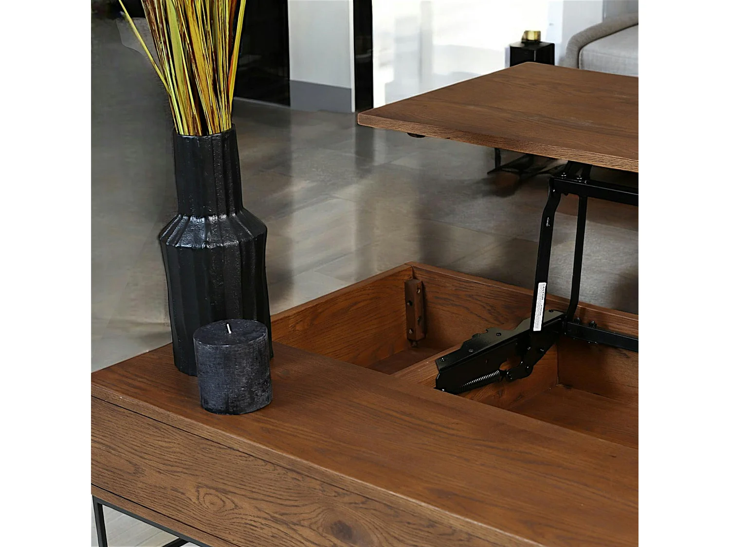 Table basse relevable rectangulaire en chêne massif OKA