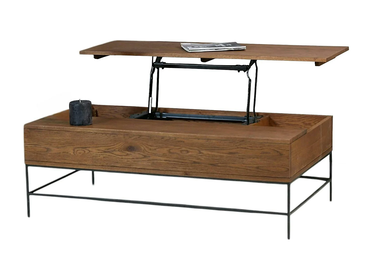 Table basse relevable rectangulaire en chêne massif OKA