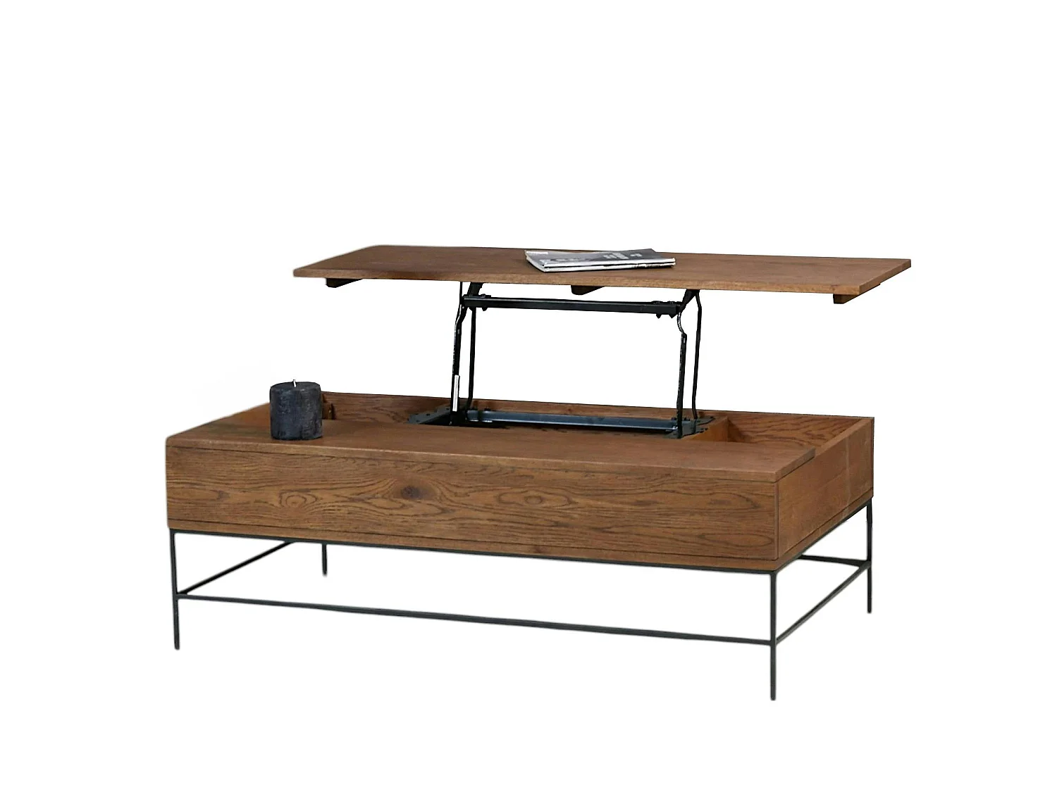 Table basse relevable rectangulaire en chêne massif OKA