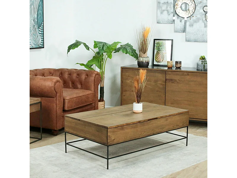 Table basse relevable chêne massif HUDSON