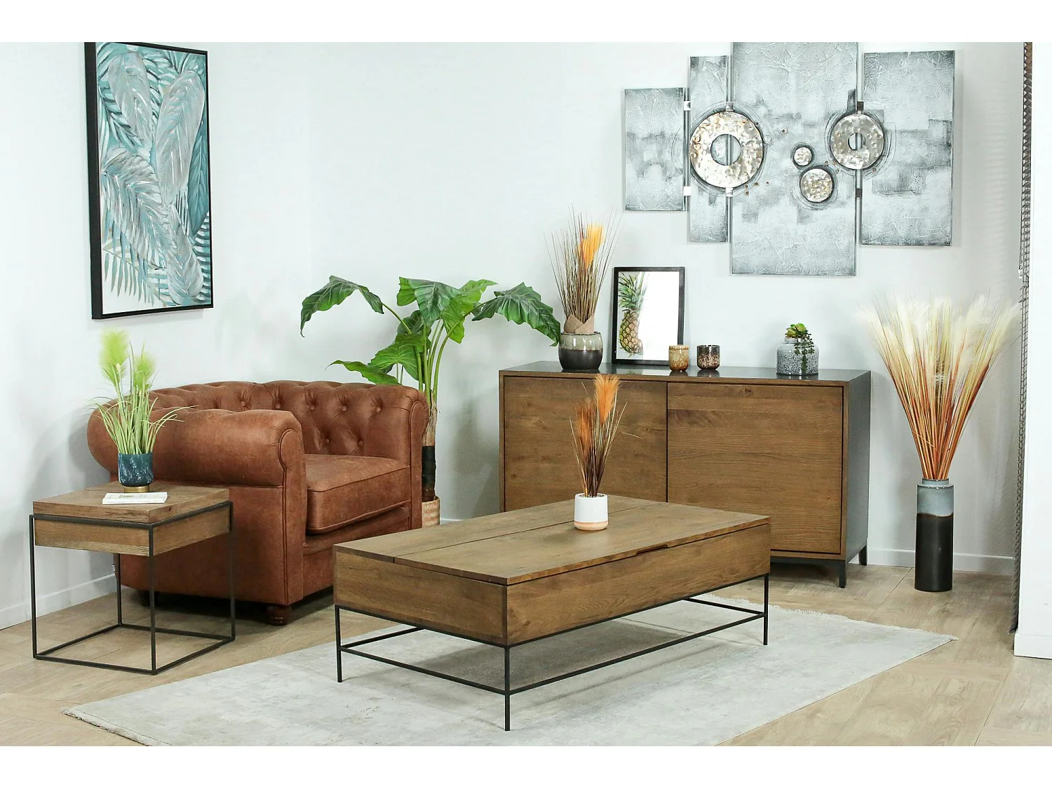 Table basse relevable chêne massif HUDSON