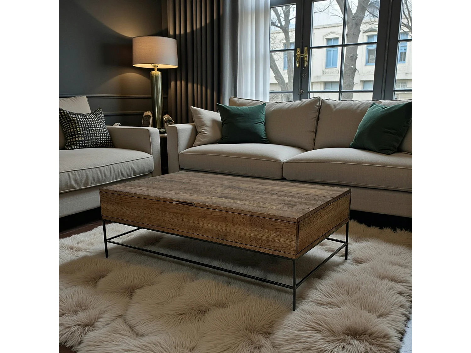 Table basse relevable chêne massif HUDSON