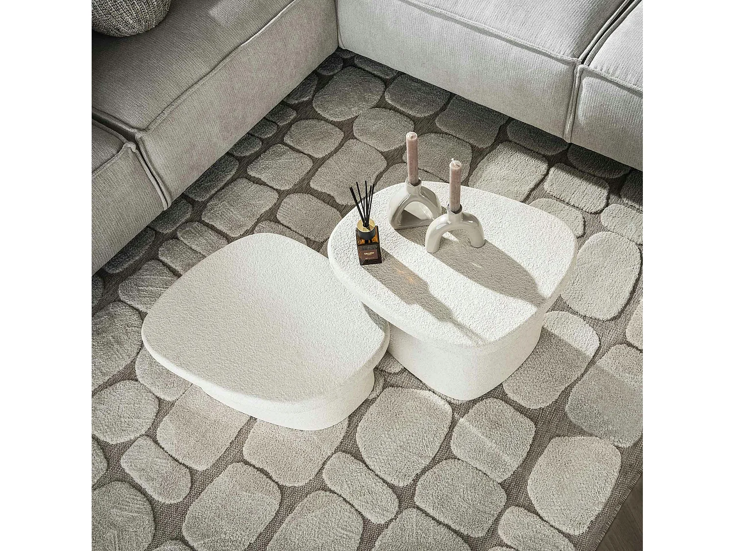 Table de salon blanche en marbre composite (lot de 2) TAJ