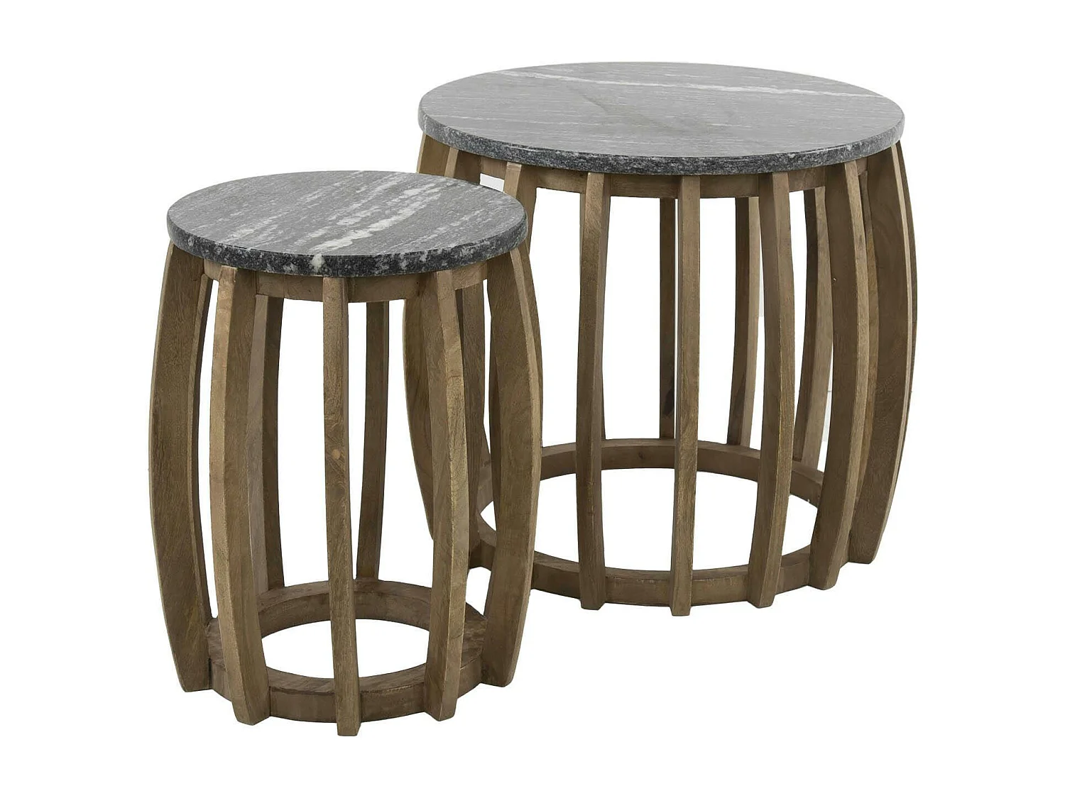 Bout de canapé en marbre noir et bois de manguier (lot de 2) DELHI