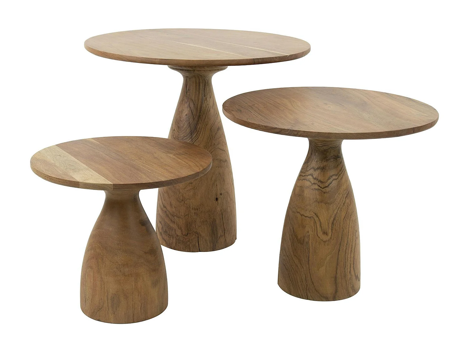 Table basse organique ronde en bois d'acacia massif (lot de 3) MELBOURNE