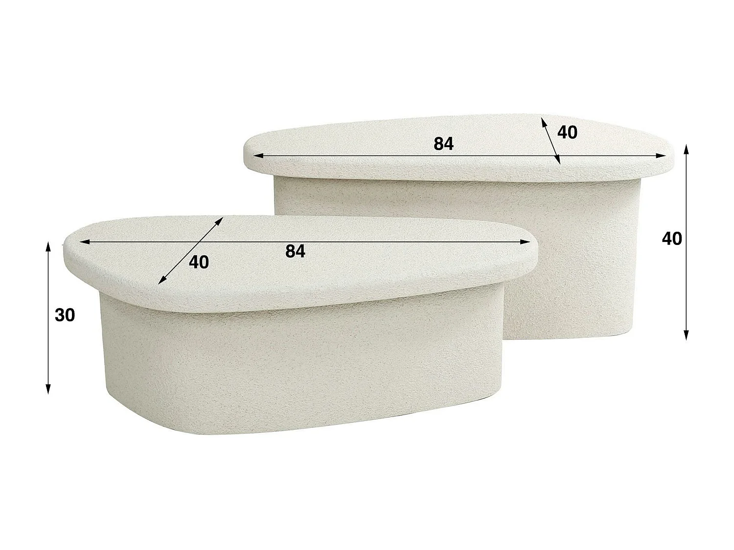 Table basse blanche en marbre composite (lot de 2)