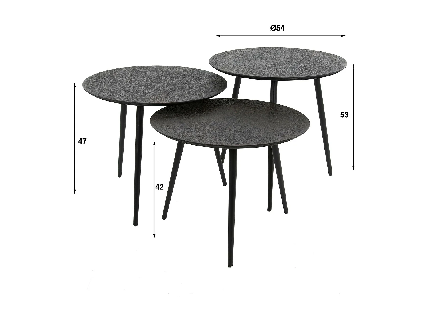 Petite table de salon anthracite (lot de 3) RALF