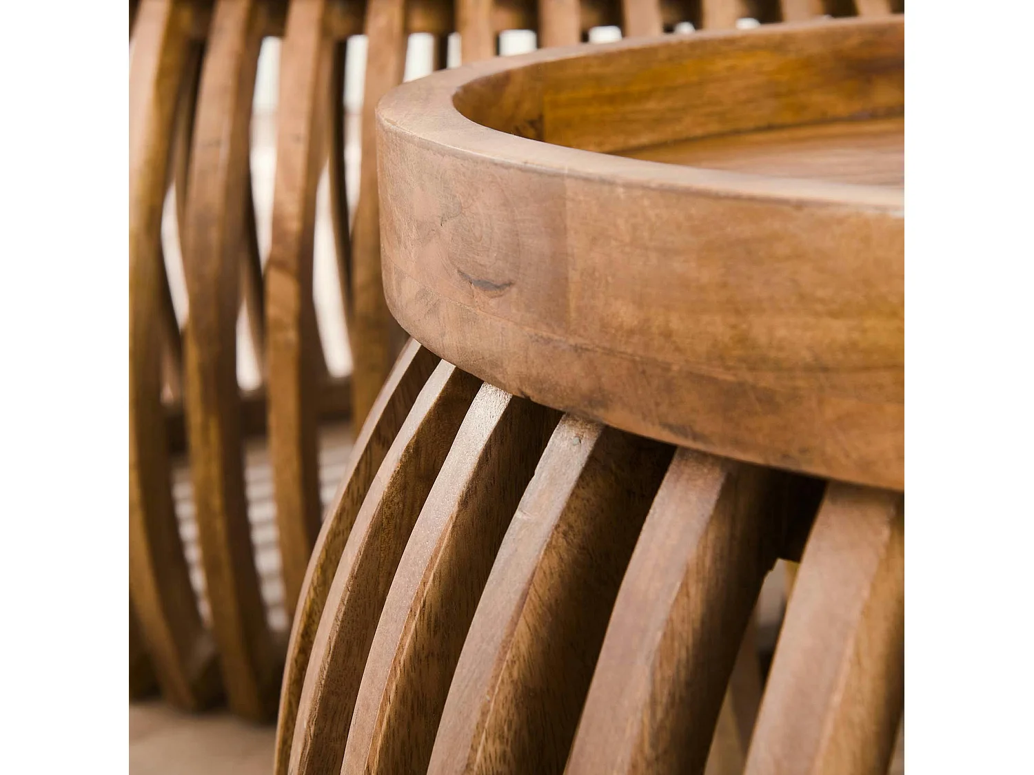 Tables basses rondes avec baguettes bois (lot de 2) DELHI