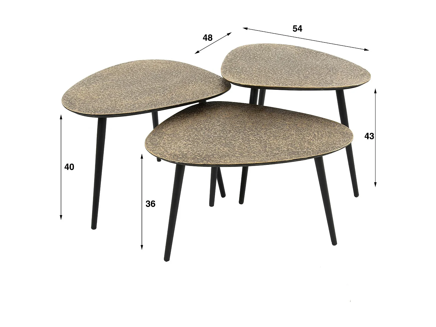 Table basse design organique effet cuivré (lot de 3) RALF