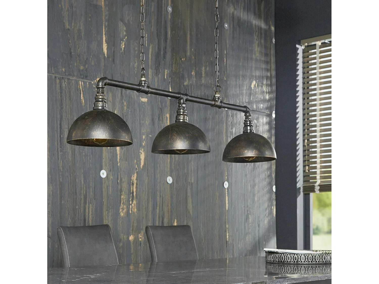 Suspension industrielle tuyau 3 demi-globes TRIBECA