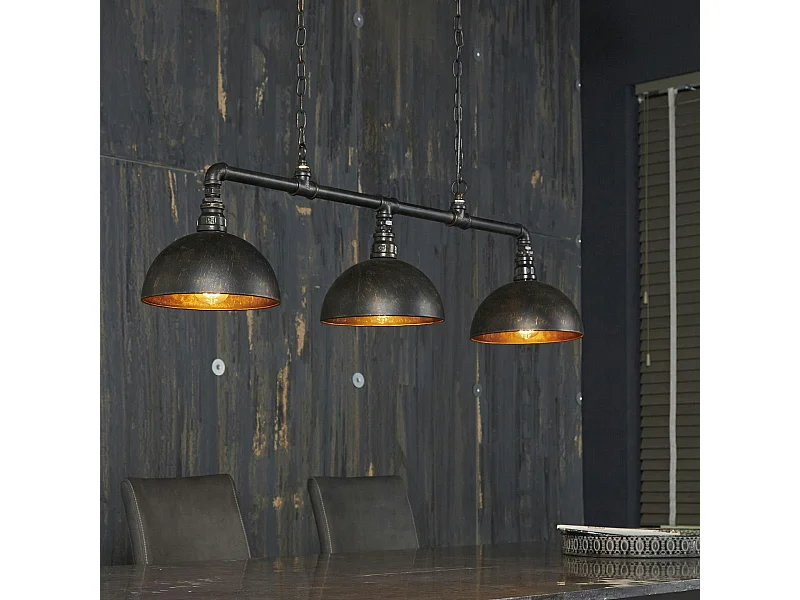 Suspension industrielle tuyau 3 demi-globes TRIBECA