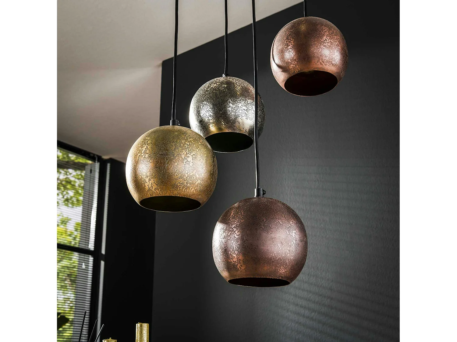 Luminaire vintage 6 lampes globes en verre RALF