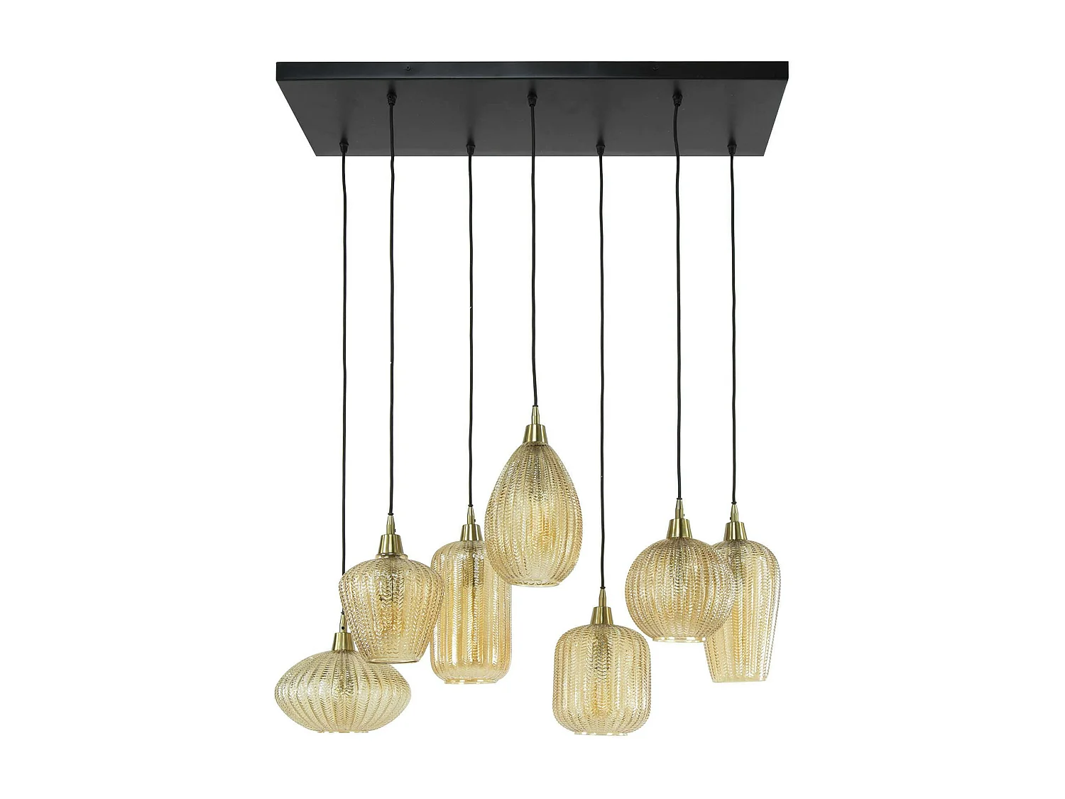 Suspension en verre ambré 7 lampes NOVA