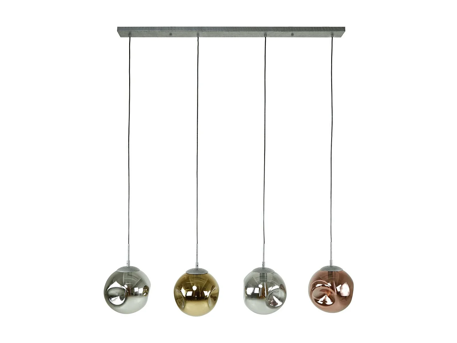 Suspension de table multiple en verre déformé or, cuivre et chrome NIAGARA