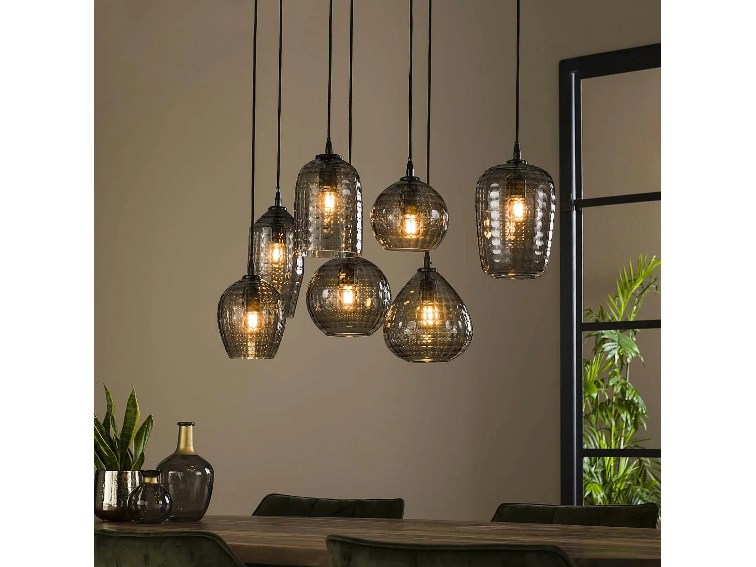 Suspension vintage 7 lampes NOVA