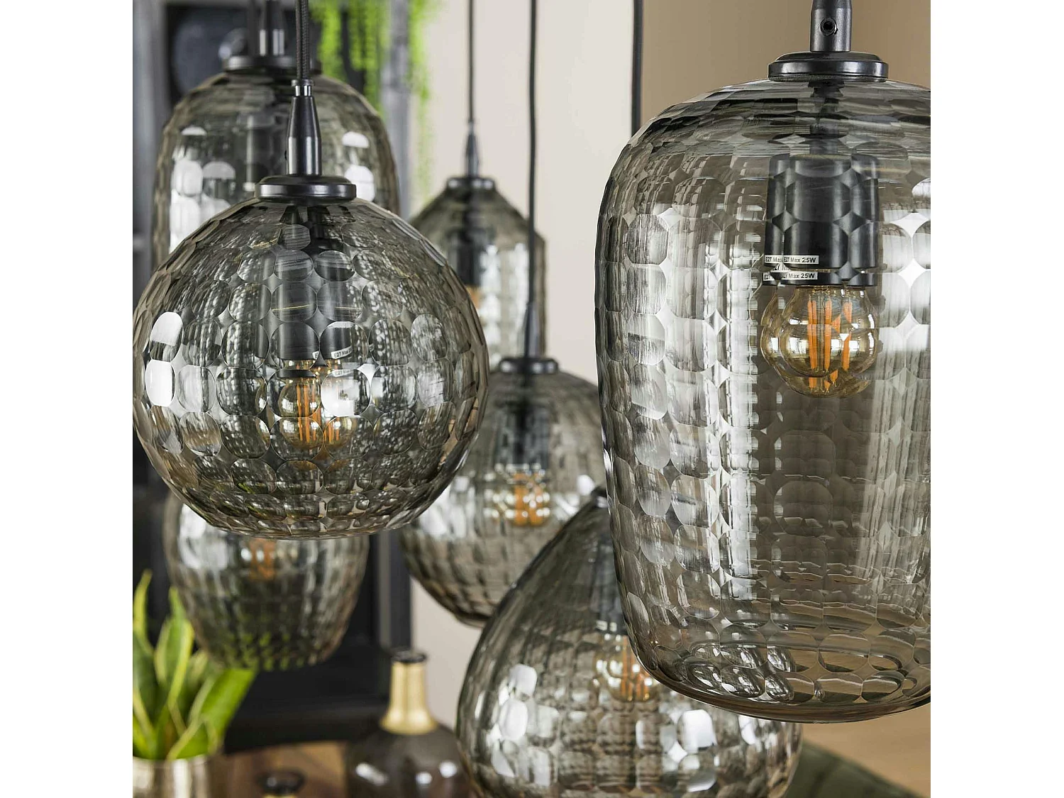 Suspension vintage 7 lampes NOVA