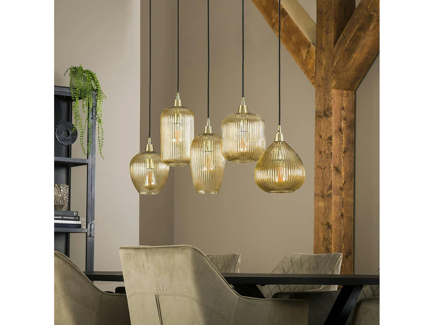 Suspension vintage multiple 5 lampes NOVA
