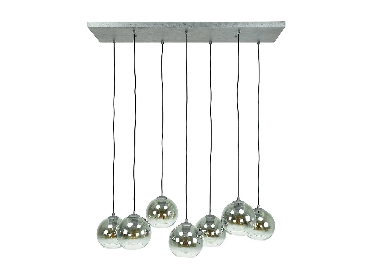 Suspension de table étagée en verre fumé 7 globes RALF