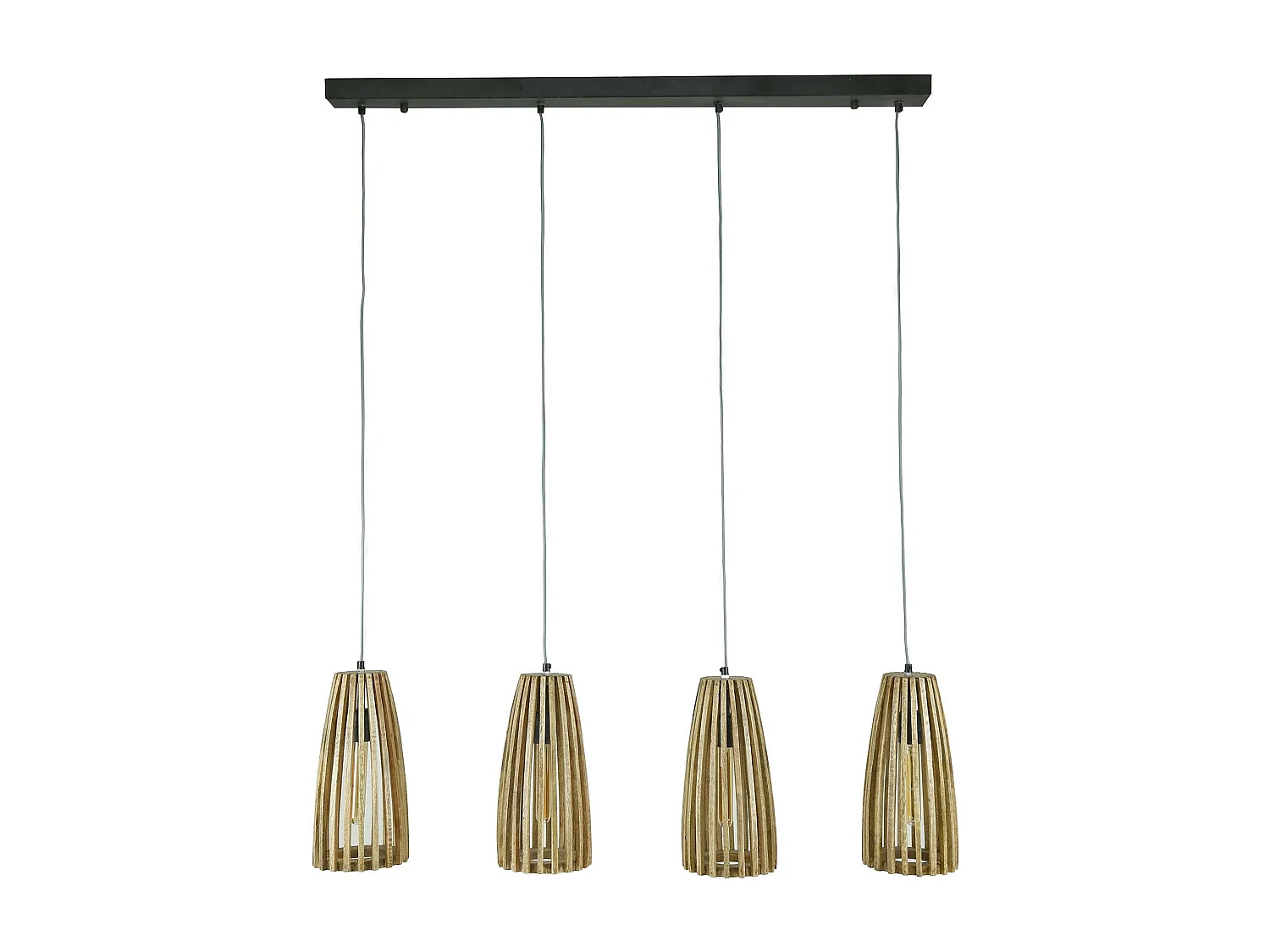 Suspension en bois ajourée 4 lampes LUCKNOW