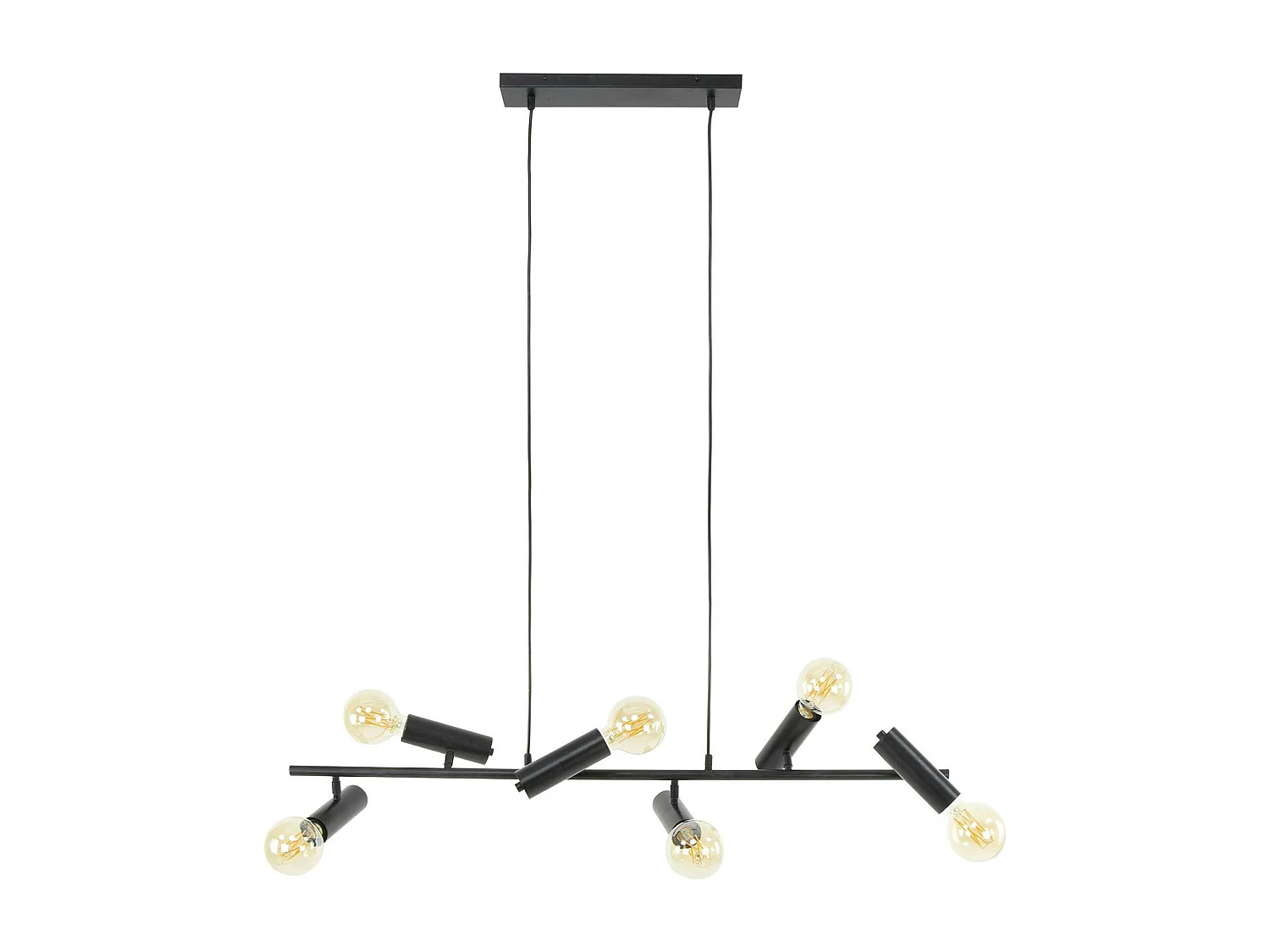 Suspension salle à manger tige 6 lampes, finition charbon RALF