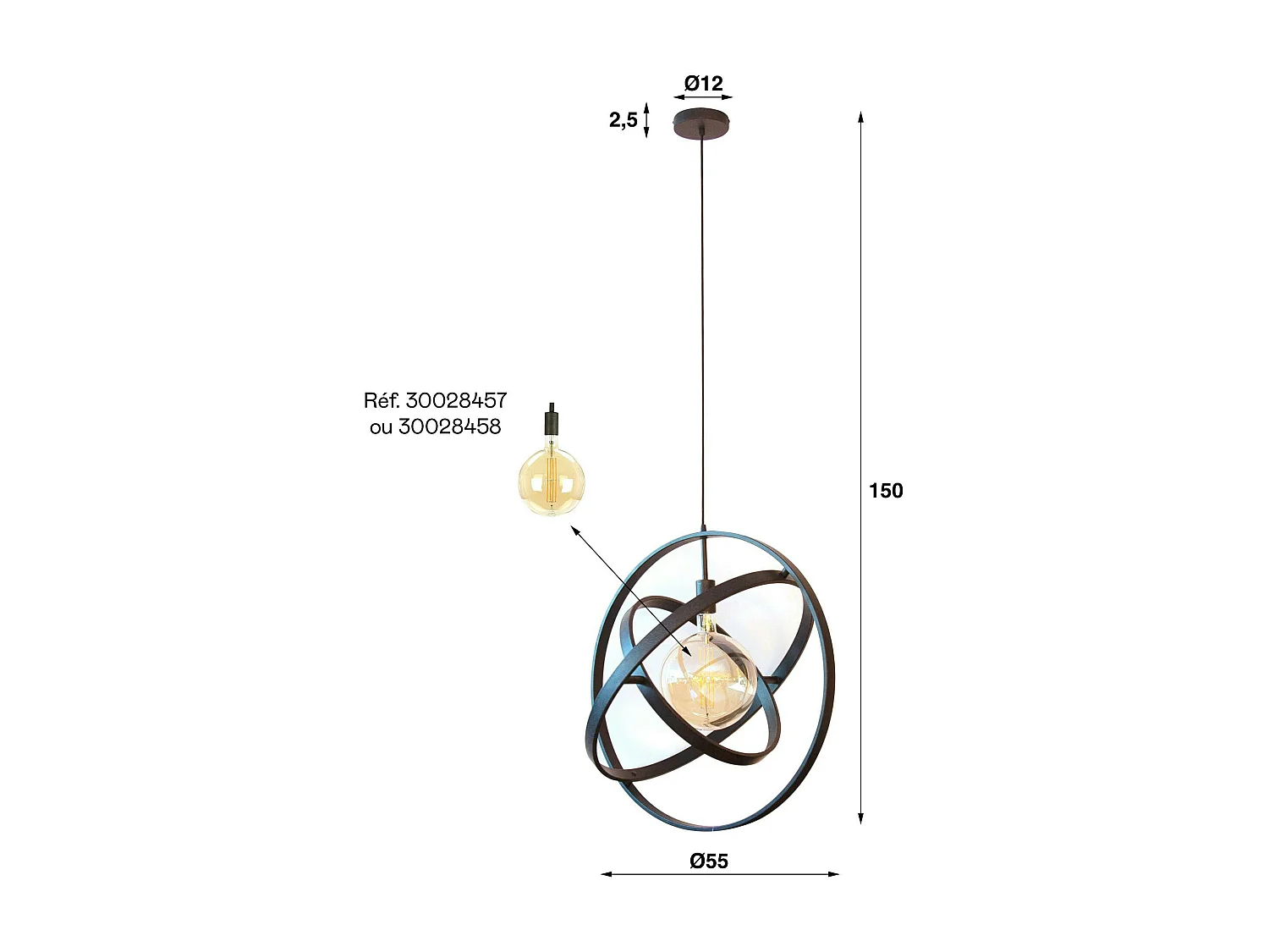 Suspension vintage 1 anneau RALF