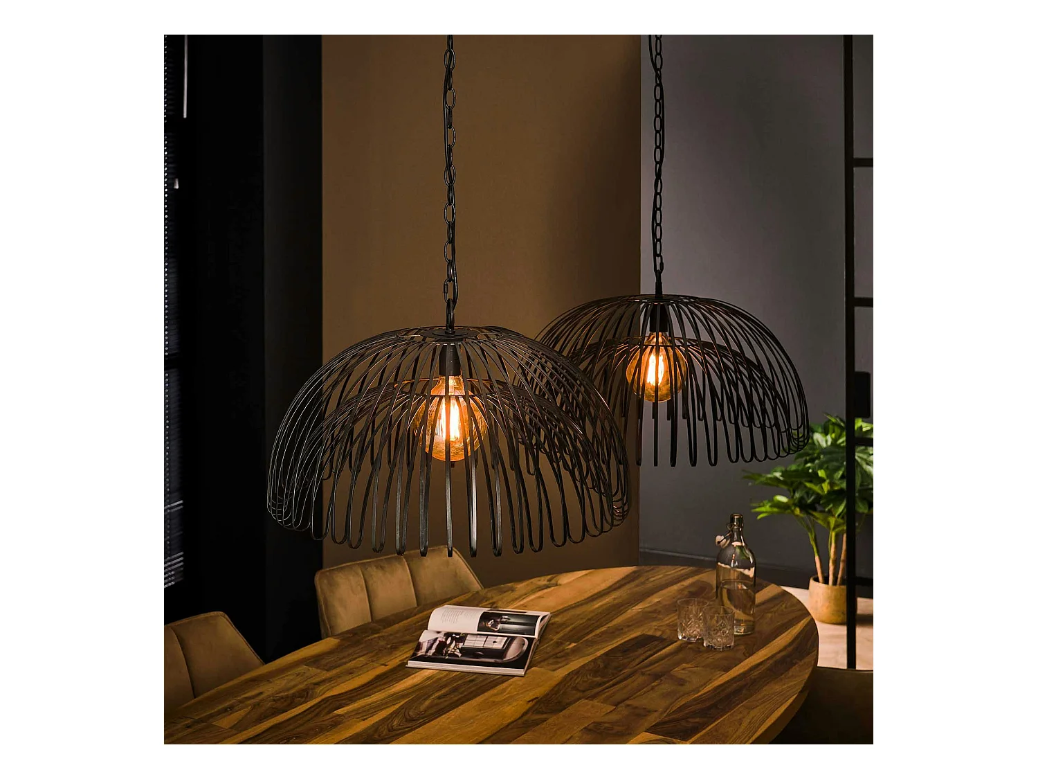 Suspension salle à manger indus 2 lampes forme dôme RALF