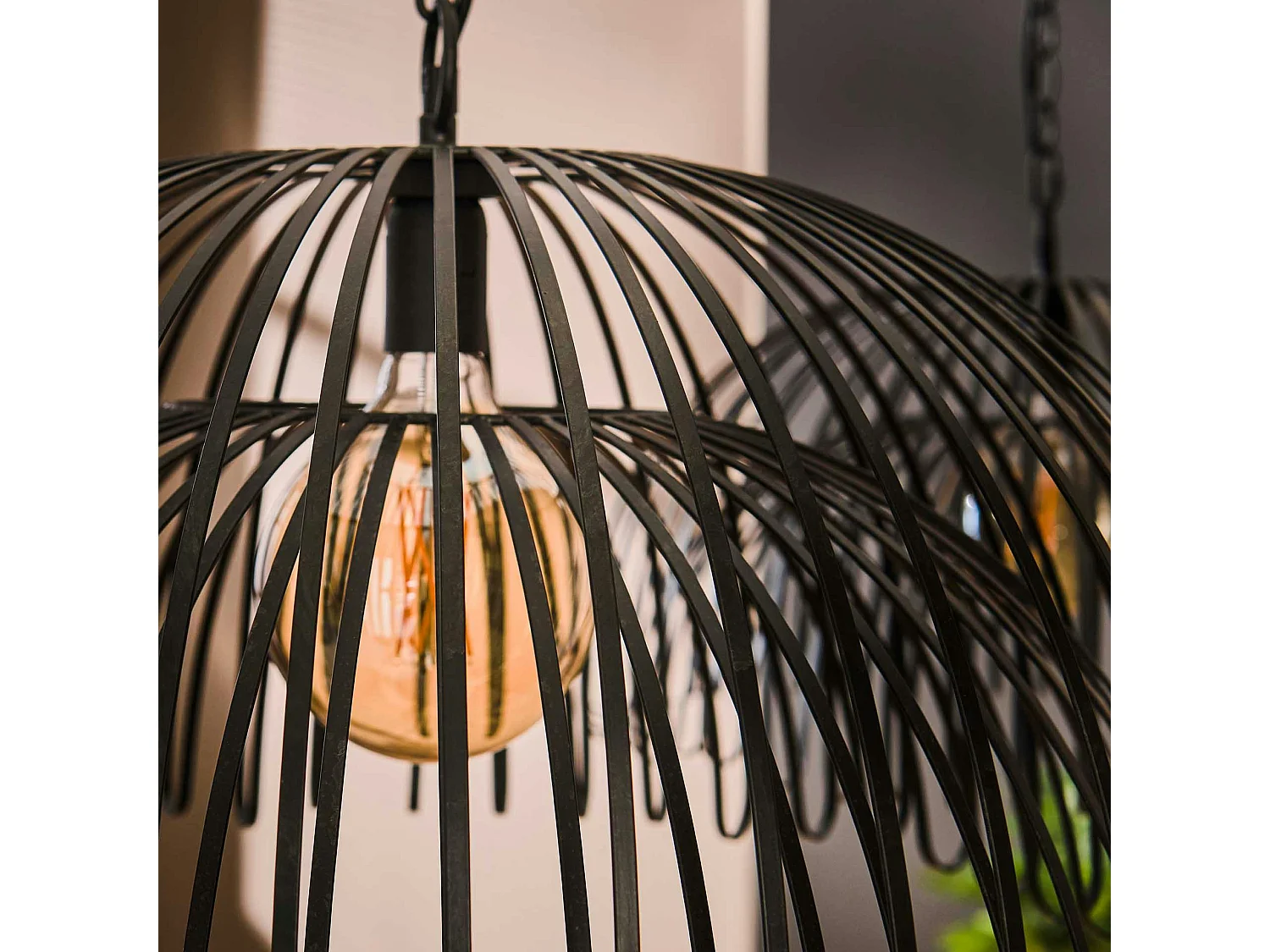 Suspension salle à manger indus 2 lampes forme dôme RALF