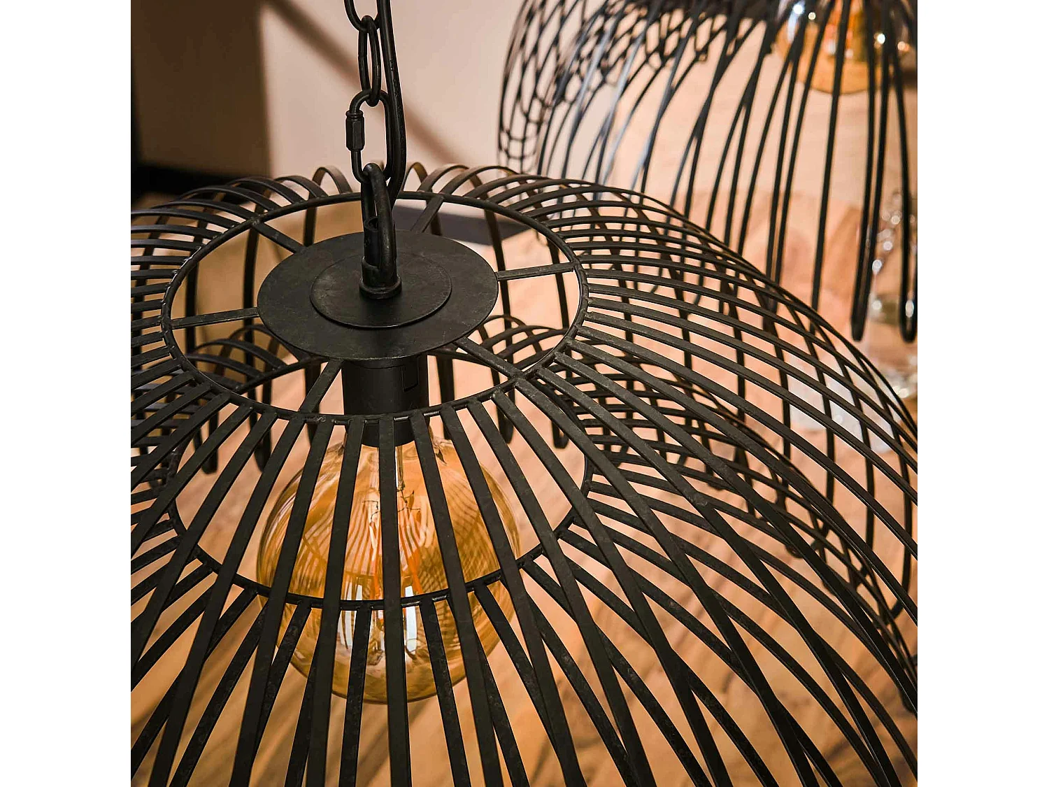 Suspension salle à manger indus 2 lampes forme dôme RALF