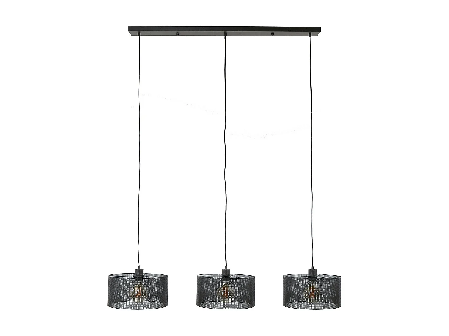 Suspension noire en métal percé 3 abat-jour RALF