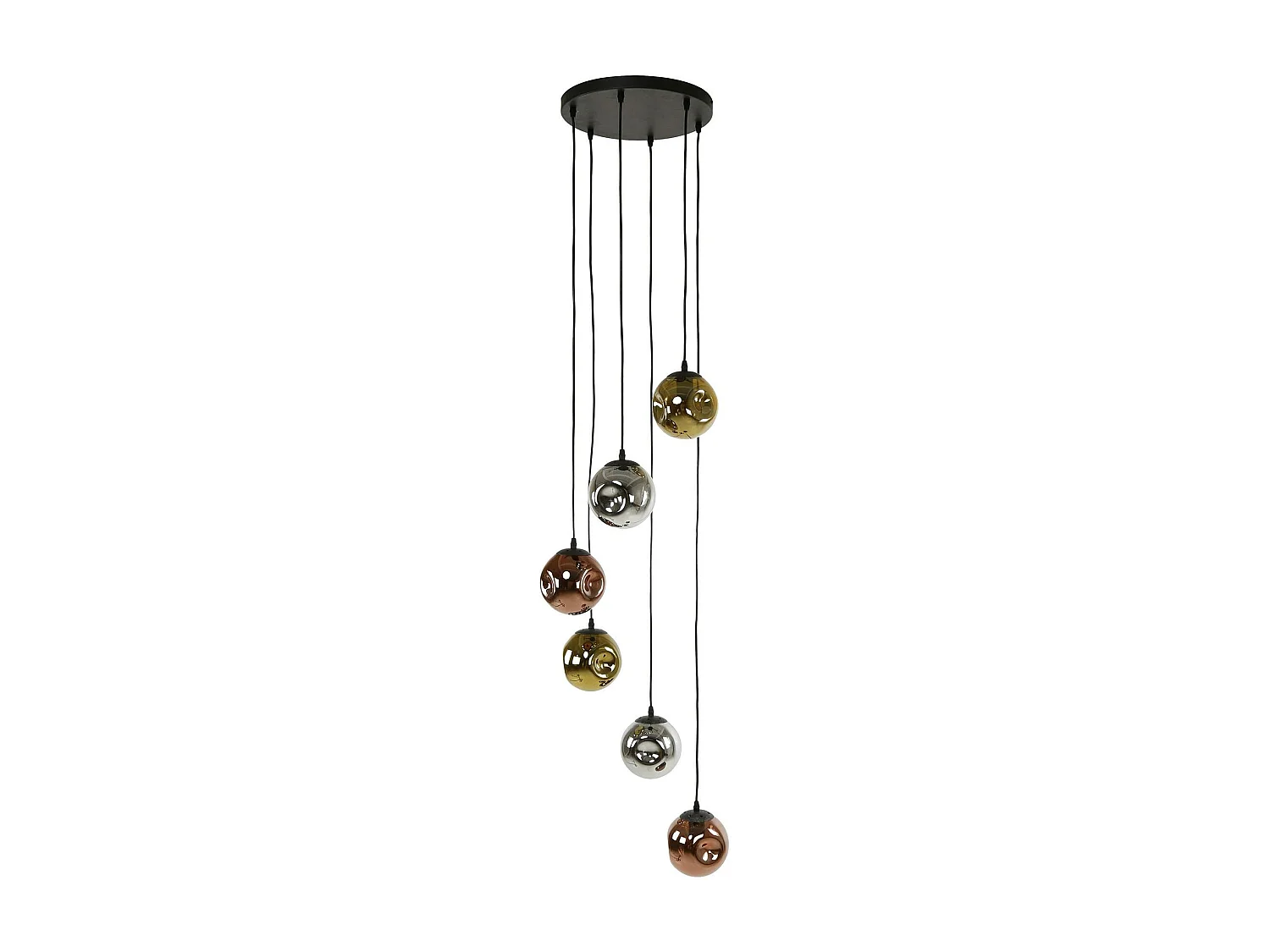 Suspension en verre déformé 6 abat-jour NIAGARA