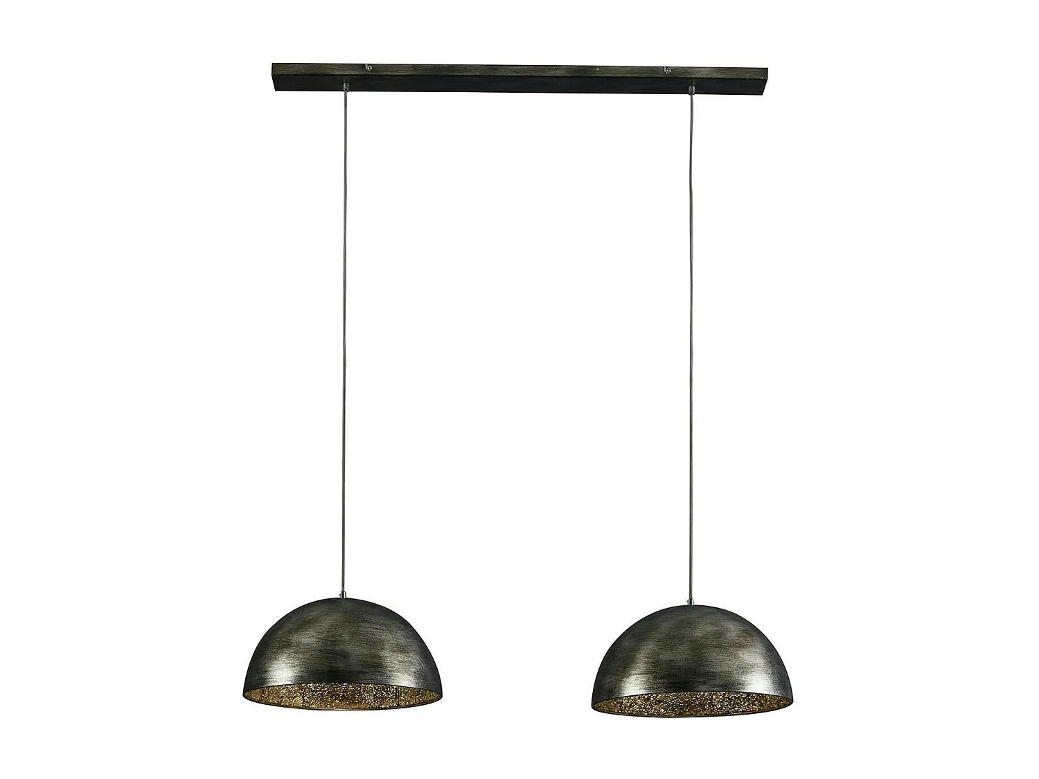 Suspension contemporaine 2 demi-sphères argent vieilli