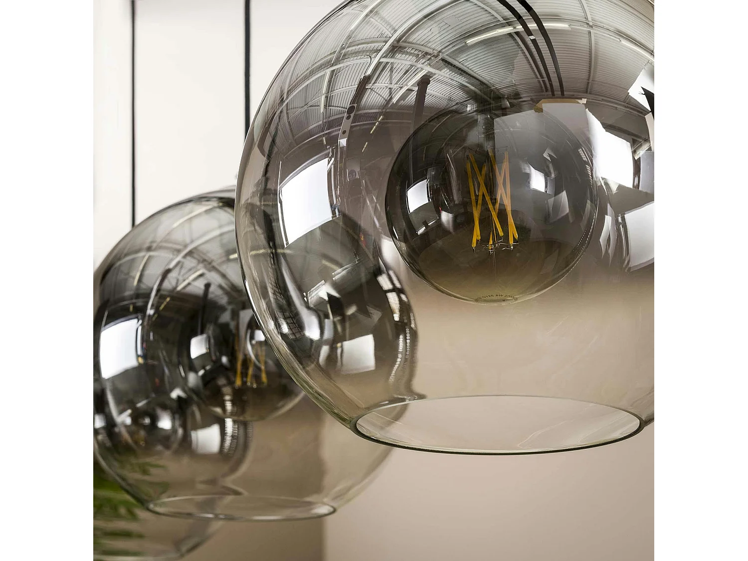 Suspension de table à manger en verre fumé 3 globes XL RALF