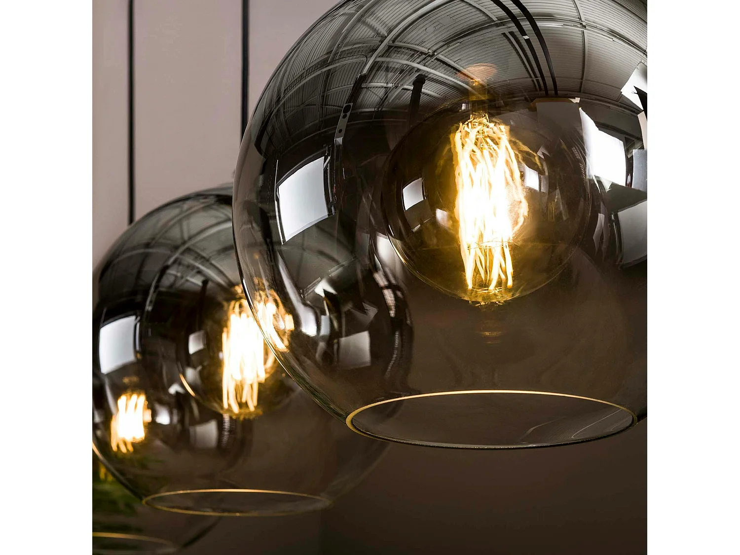 Suspension de table à manger en verre fumé 3 globes XL RALF
