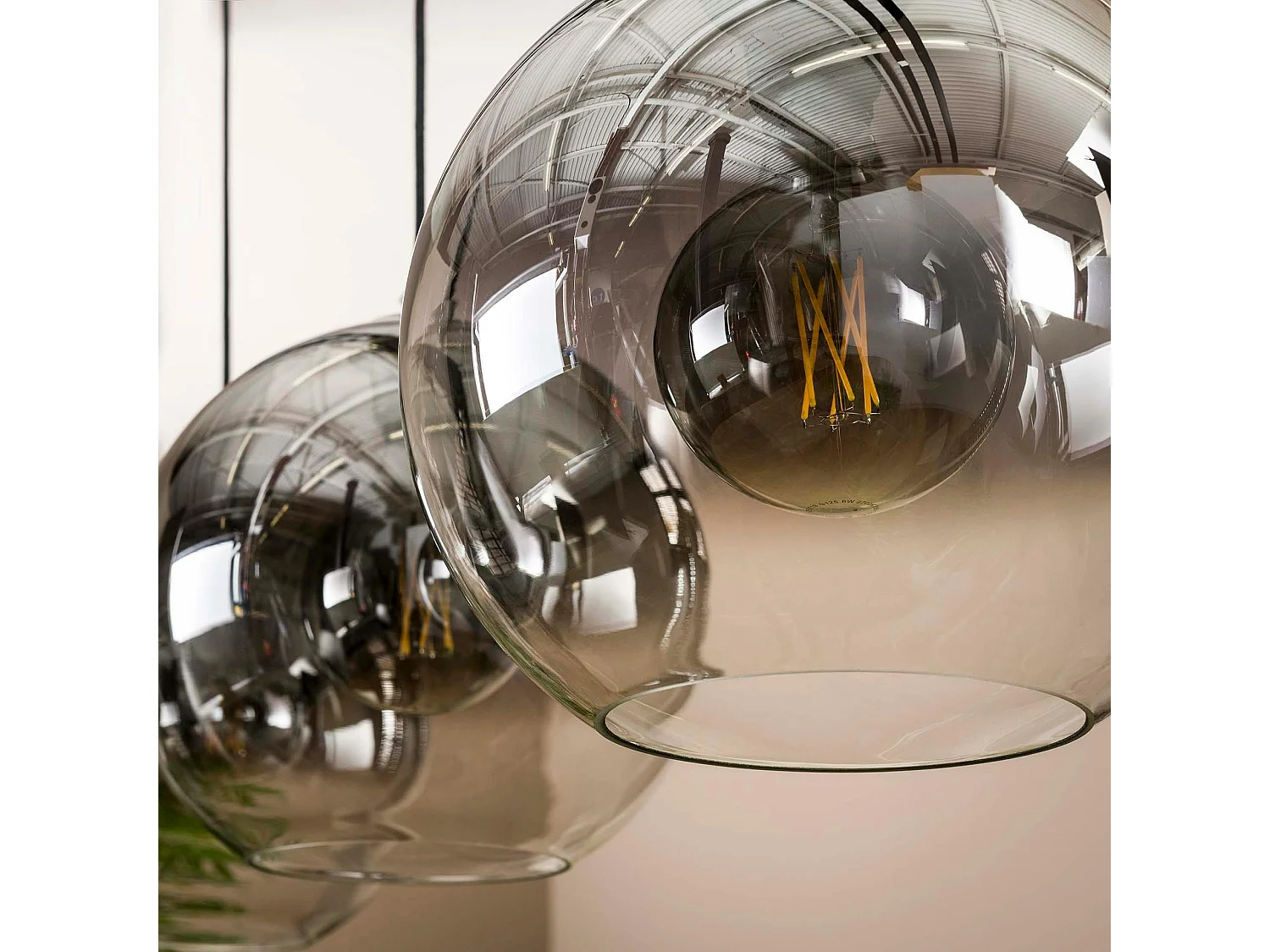 Suspension de table à manger en verre fumé 3 globes XL RALF