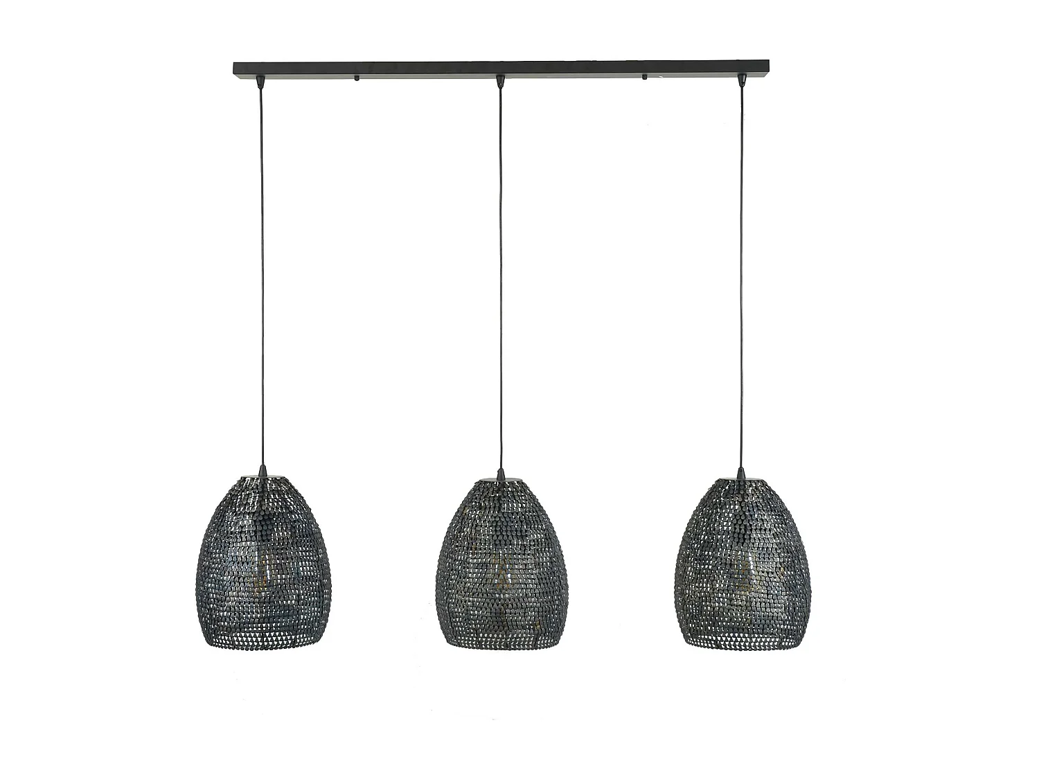 Suspension contemporaine 3 lampes ovales effet maille TRIBECA