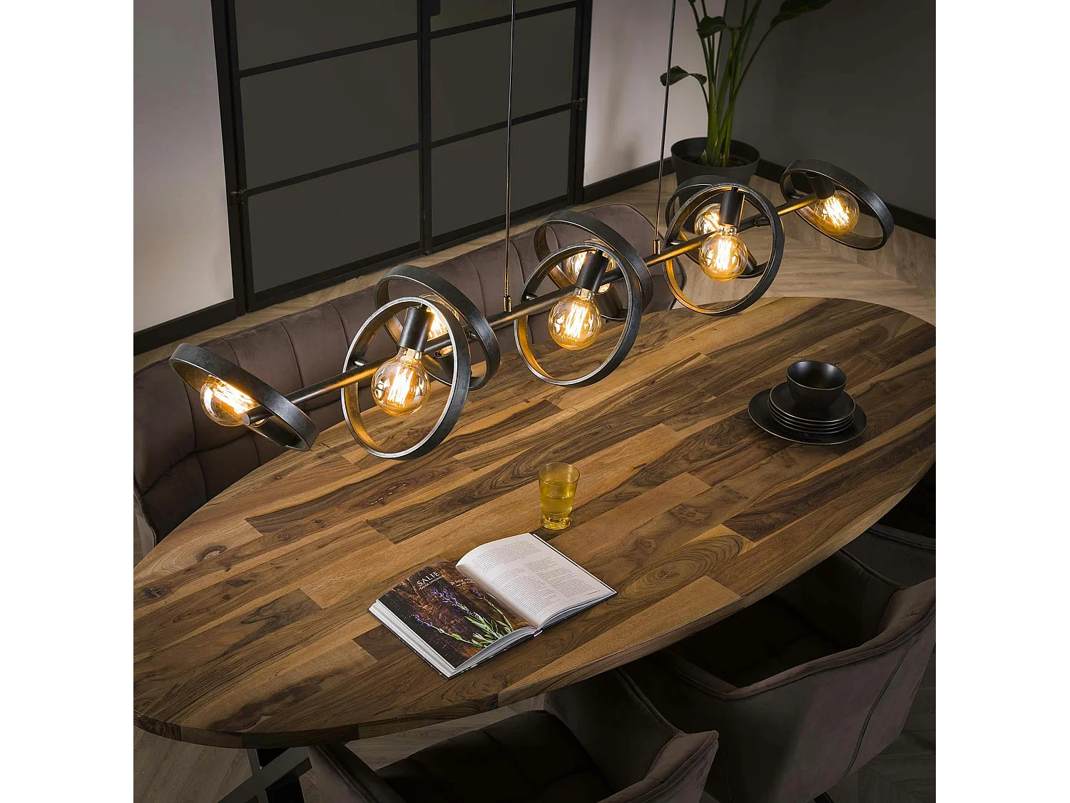 Suspension luminaire 8 anneaux RALF