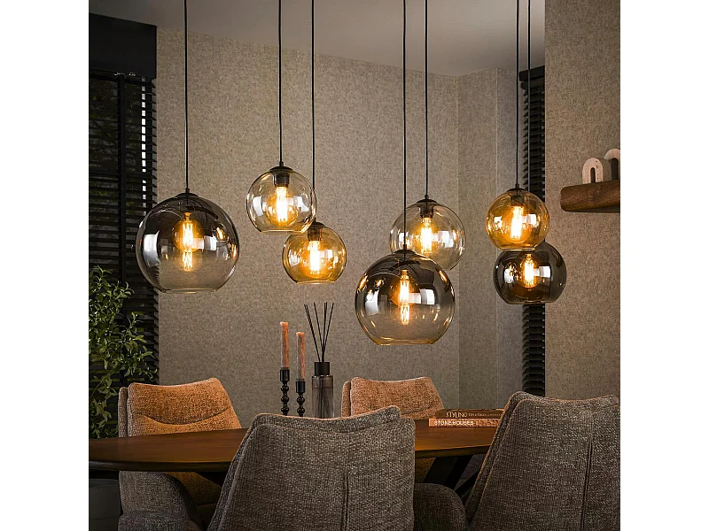 Suspension globe 7 lampes multicolores NOVA