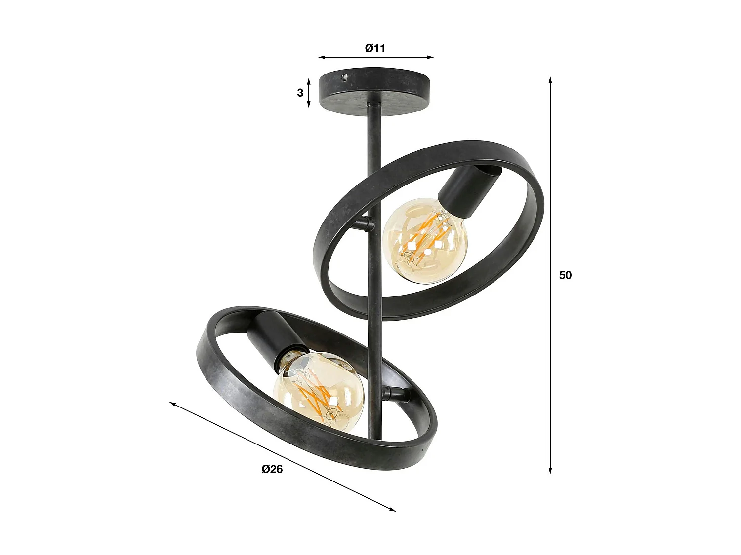Plafonnier design 2 anneaux RALF