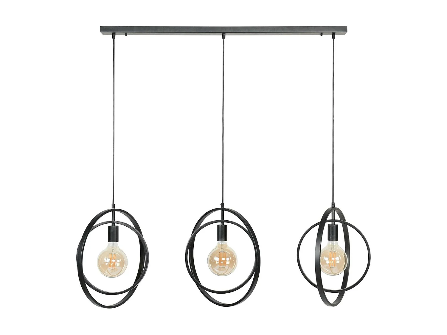 Suspension industrielle 3 lampes anneaux croisés TRIBECA