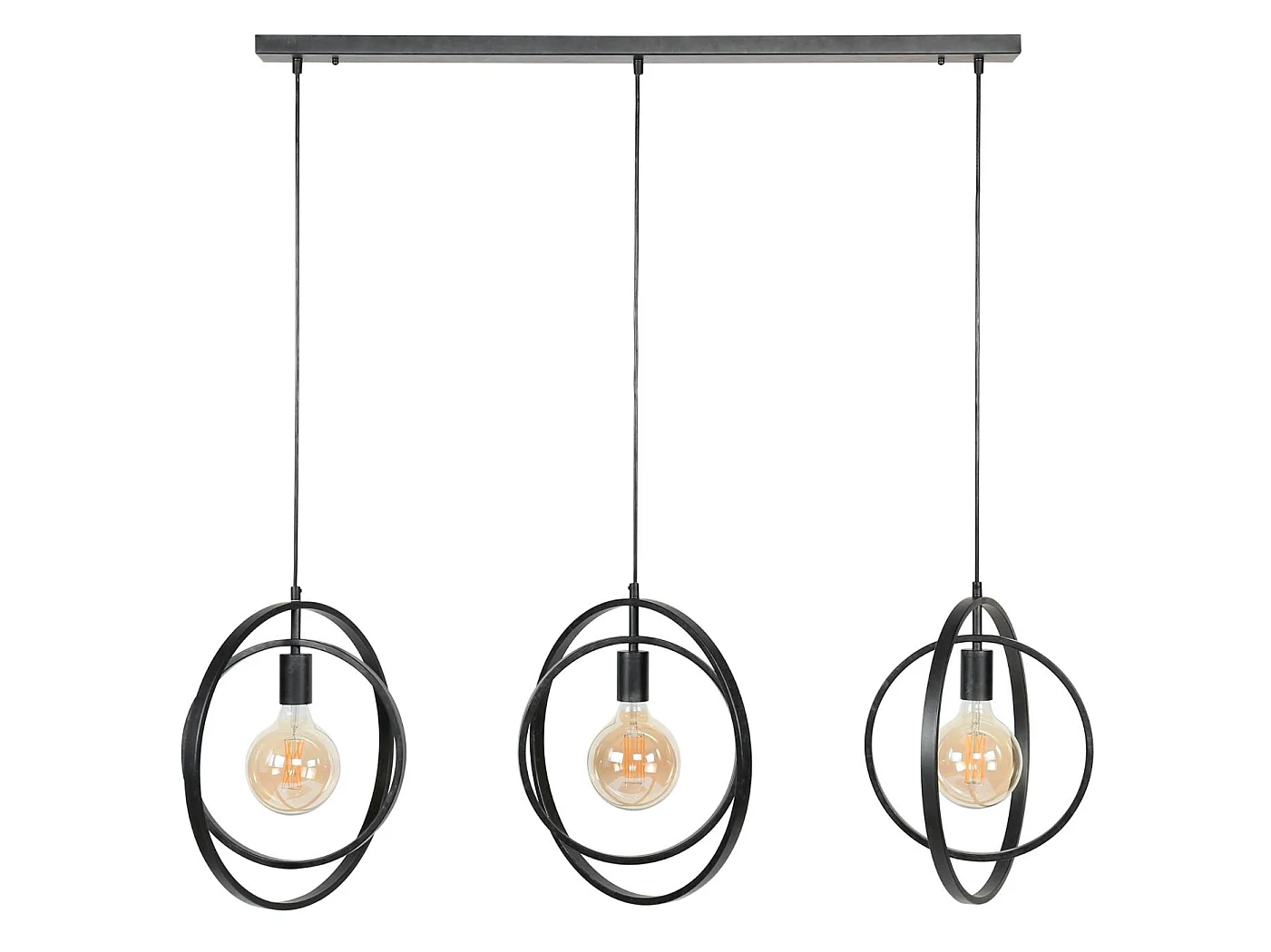 Suspension industrielle 3 lampes anneaux croisés TRIBECA