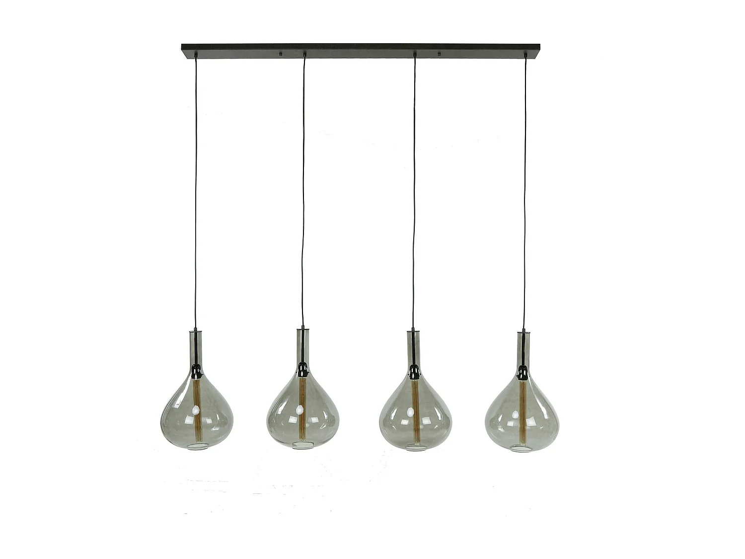 Suspension en verre fumé forme goutte 4 lampes NOVA