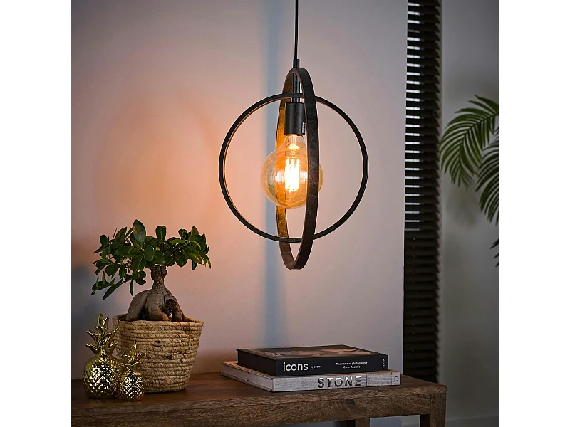 Suspension industrielle 1 lampe anneaux croisés TRIBECA