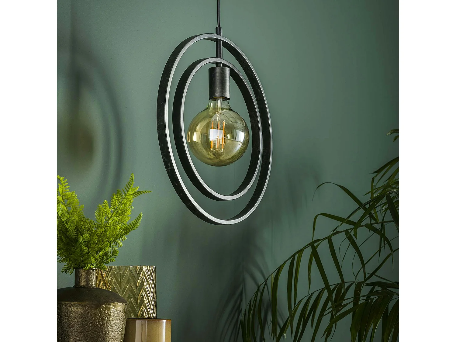 Suspension industrielle 1 lampe anneaux croisés TRIBECA