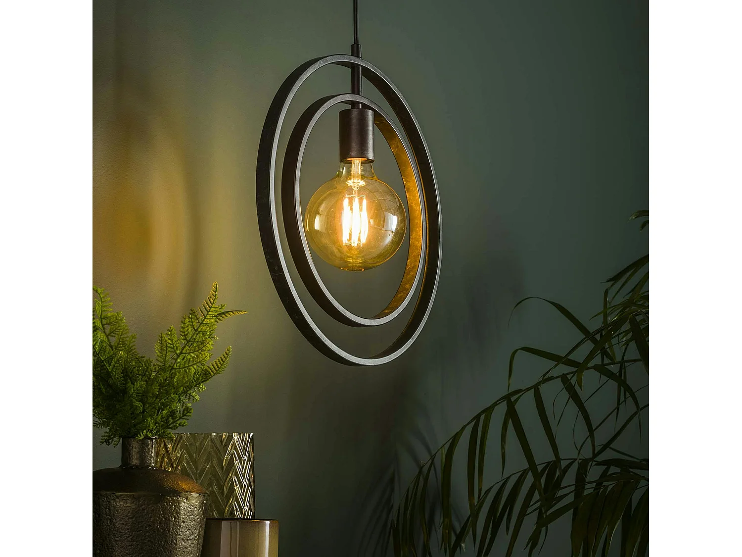 Suspension industrielle 1 lampe anneaux croisés TRIBECA