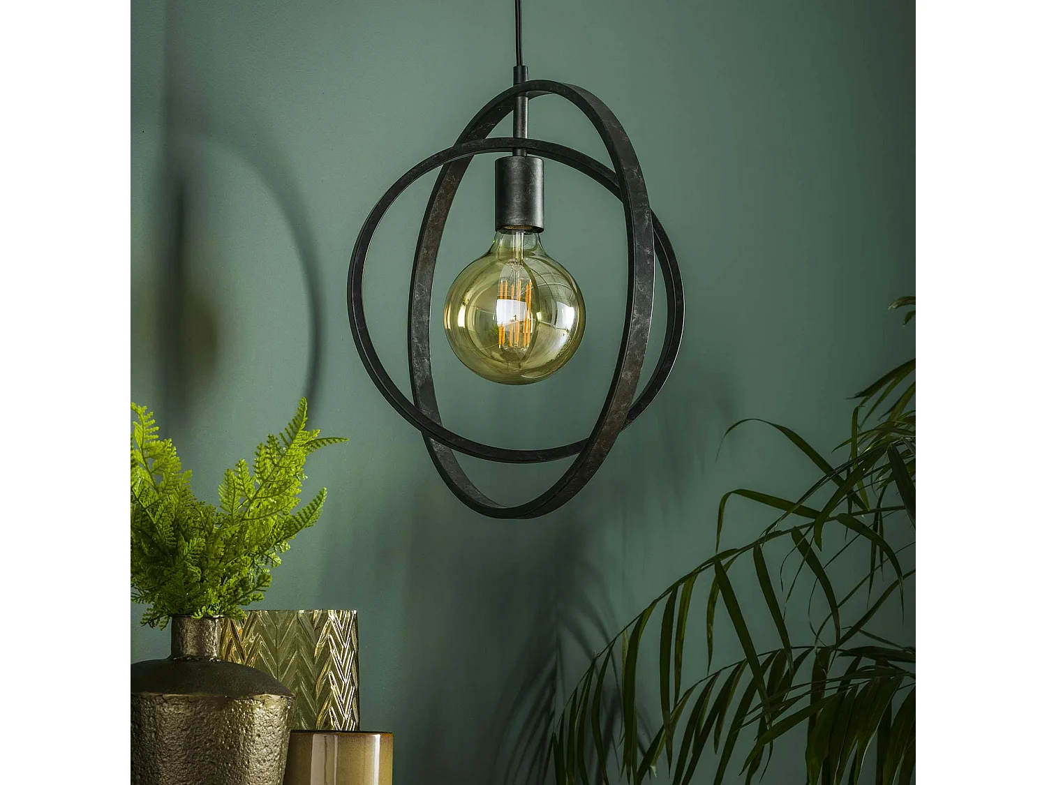 Suspension industrielle 1 lampe anneaux croisés TRIBECA